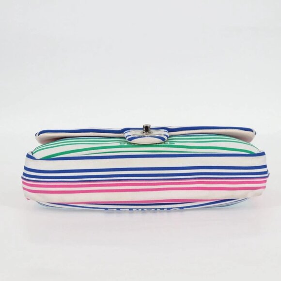 CHANEL Chain Shoulder Bag Canvas White Multicolor CC Auth 117109AM - Picture 7 of 16